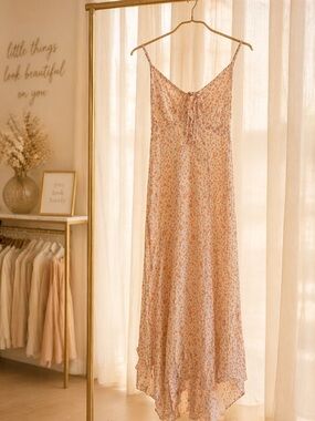 Final Touch Cream and Peach Floral Maxi Dress
